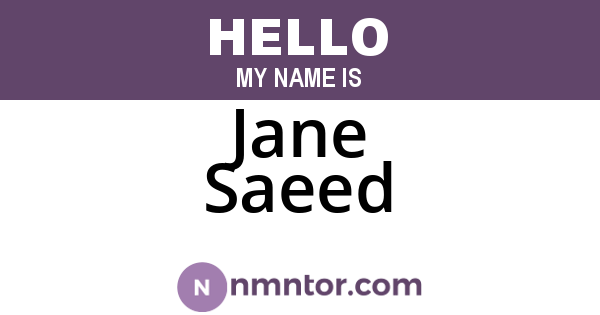 Jane Saeed