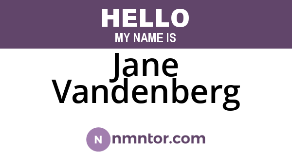 Jane Vandenberg