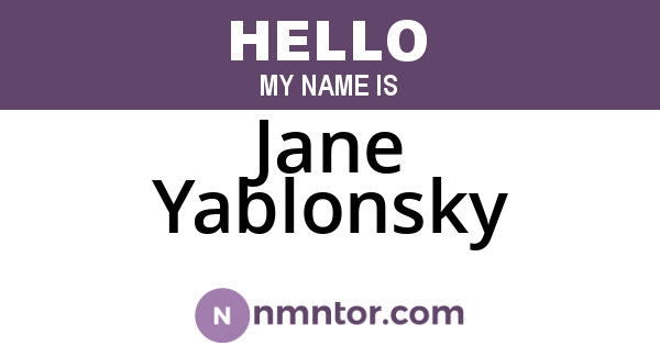 Jane Yablonsky