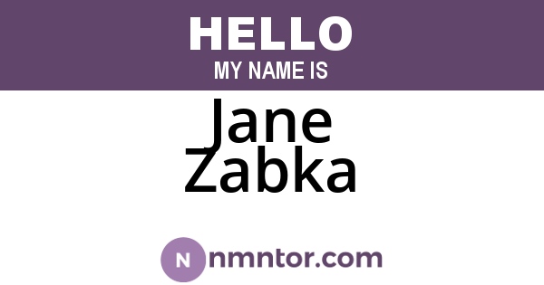 Jane Zabka