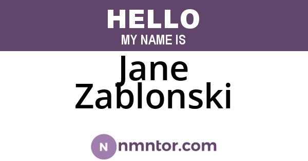 Jane Zablonski