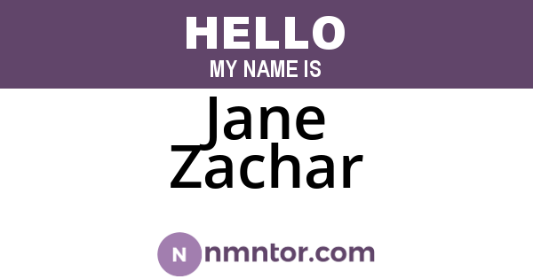 Jane Zachar
