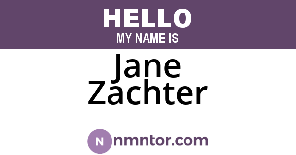 Jane Zachter