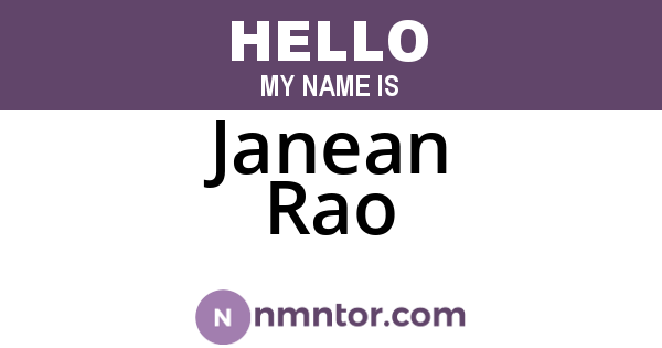 Janean Rao