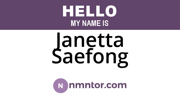 Janetta Saefong