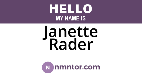 Janette Rader