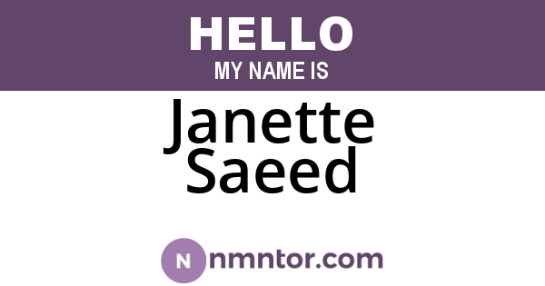 Janette Saeed