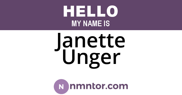 Janette Unger