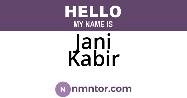 Jani Kabir