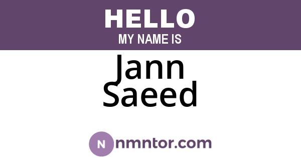 Jann Saeed