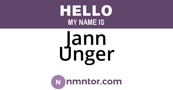 Jann Unger