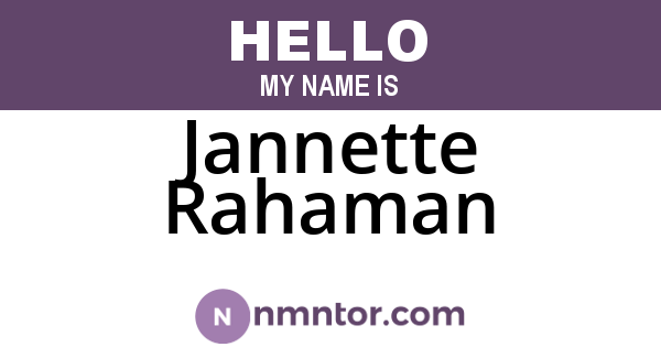 Jannette Rahaman