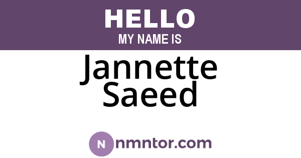 Jannette Saeed