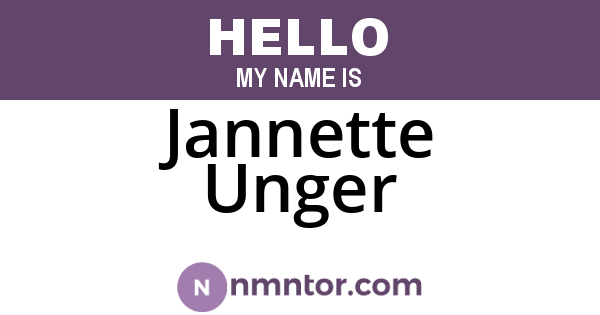 Jannette Unger