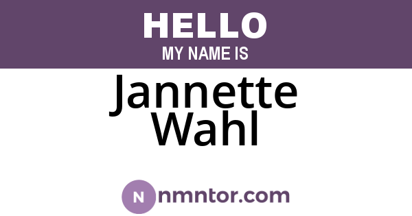 Jannette Wahl