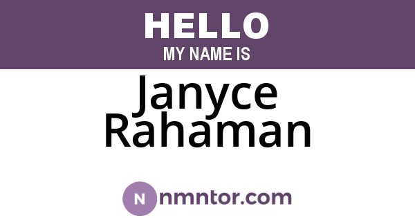 Janyce Rahaman
