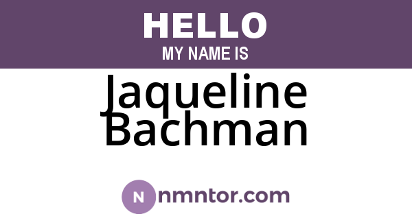 Jaqueline Bachman