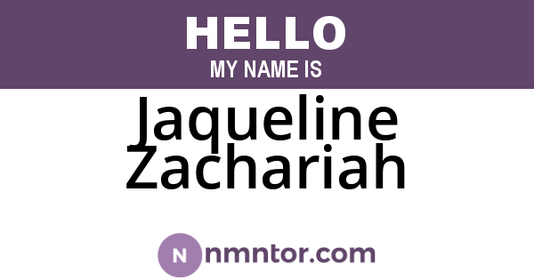 Jaqueline Zachariah
