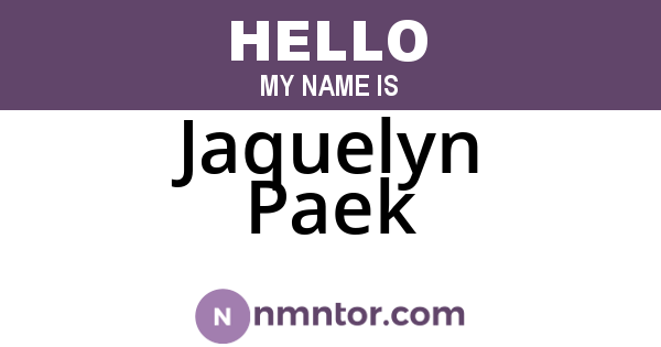 Jaquelyn Paek