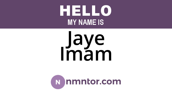 Jaye Imam