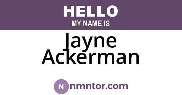 Jayne Ackerman
