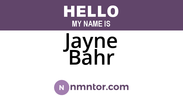 Jayne Bahr