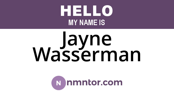 Jayne Wasserman