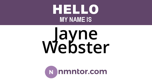 Jayne Webster