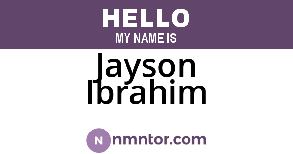 Jayson Ibrahim