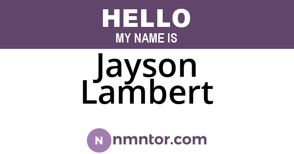 Jayson Lambert