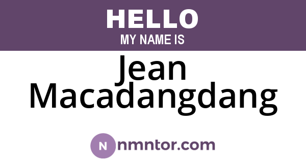 Jean Macadangdang