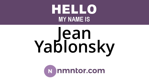 Jean Yablonsky