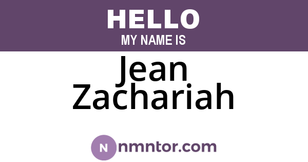 Jean Zachariah