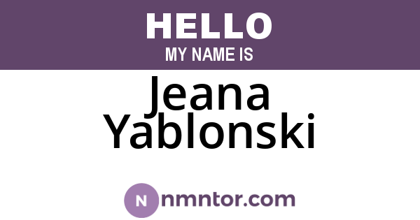 Jeana Yablonski