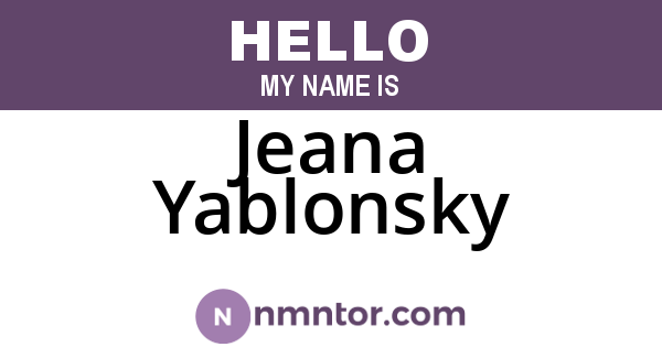 Jeana Yablonsky