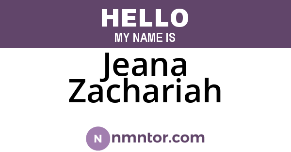 Jeana Zachariah