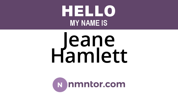 Jeane Hamlett