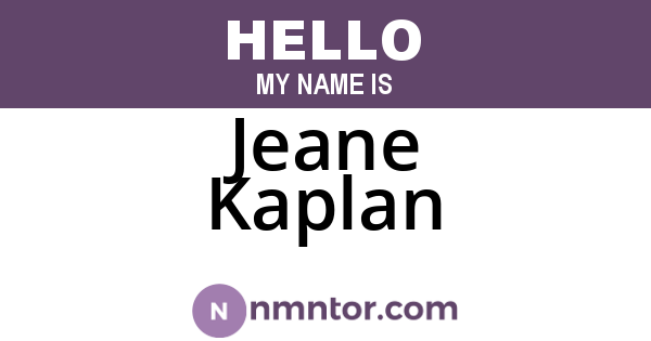 Jeane Kaplan