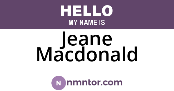 Jeane Macdonald