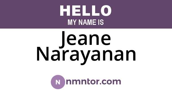 Jeane Narayanan