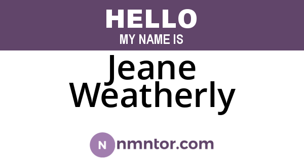 Jeane Weatherly