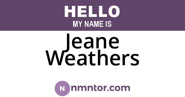 Jeane Weathers