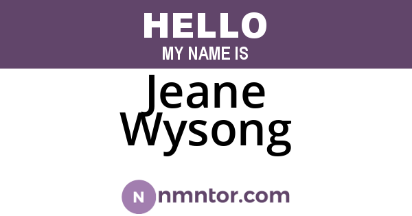 Jeane Wysong