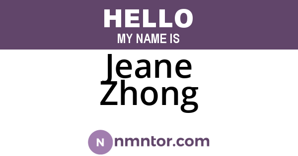 Jeane Zhong