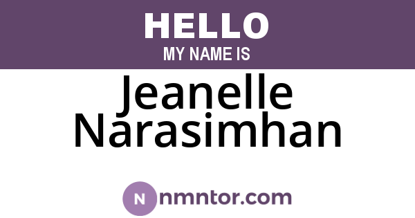 Jeanelle Narasimhan