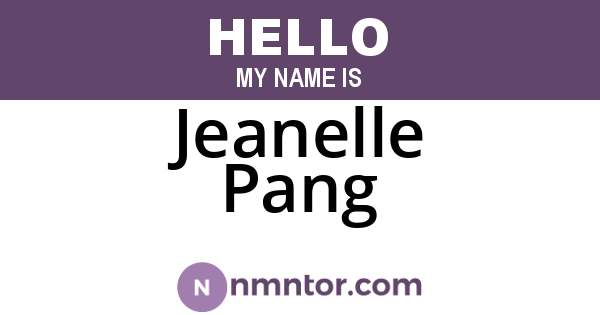 Jeanelle Pang