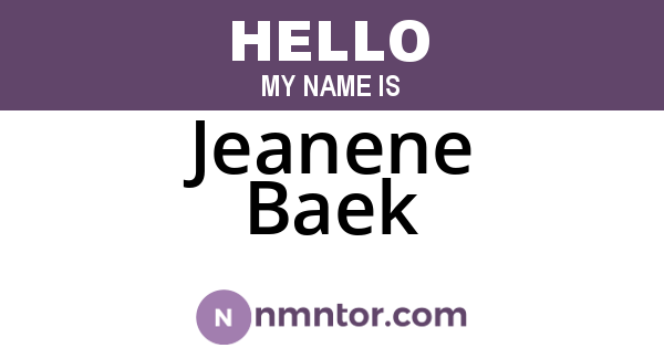 Jeanene Baek