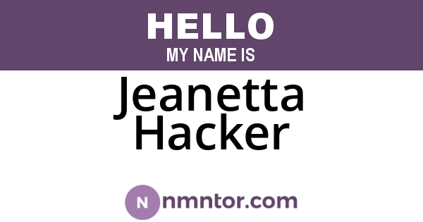 Jeanetta Hacker
