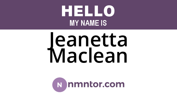 Jeanetta Maclean