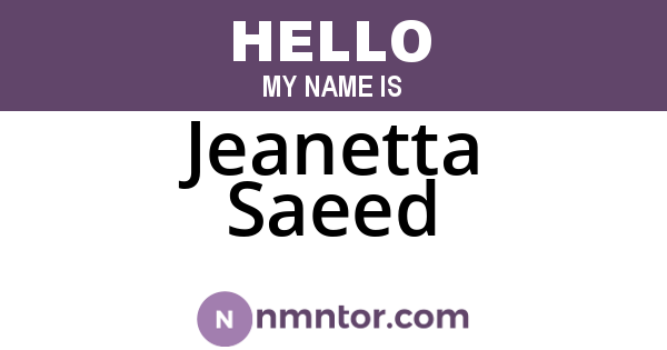 Jeanetta Saeed